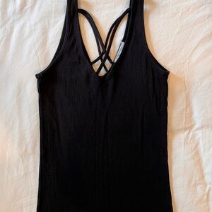 Black Ribbed Tank Top